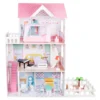 Tiny Dreamer - Kids Wooden Doll House Toy Pretend Play Set - Pink
